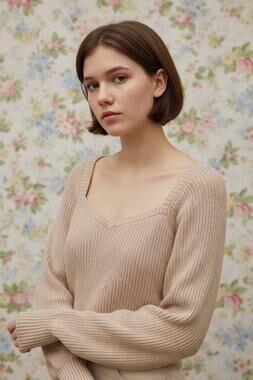 ✨2/$30✨ Boden Cream Ribbed Cropped Sweater Size 6 Wool Blend Balloon Sleeve